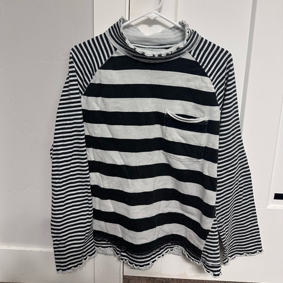 Free People Tops - Free People Black and Gray Striped Top
